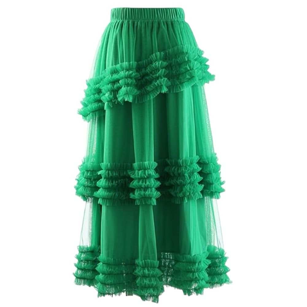 🍒SOLD🍒•green ruffle tule skirt• - Picture 1 of 5